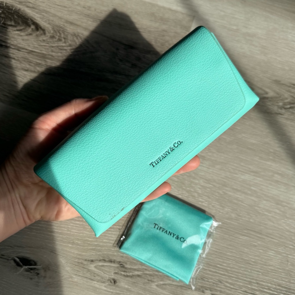 Tiffany & Co. Glasses Case and Wipe Cloth, Aqua Blue